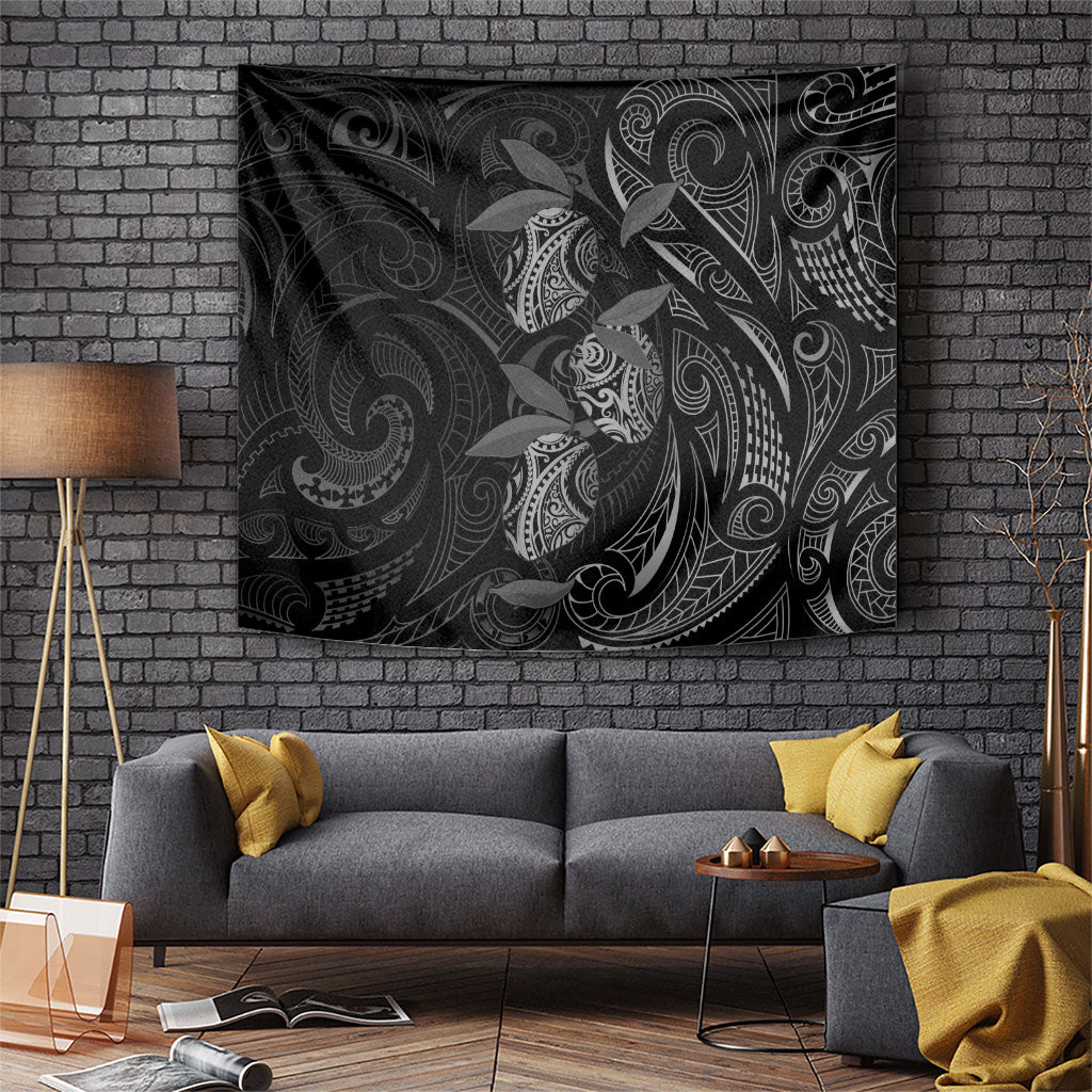 Hawaiian Mango Tribal Tattoo Tapestry Black White Pacific Traditional Pattern LT9 Black - Polynesian Pride