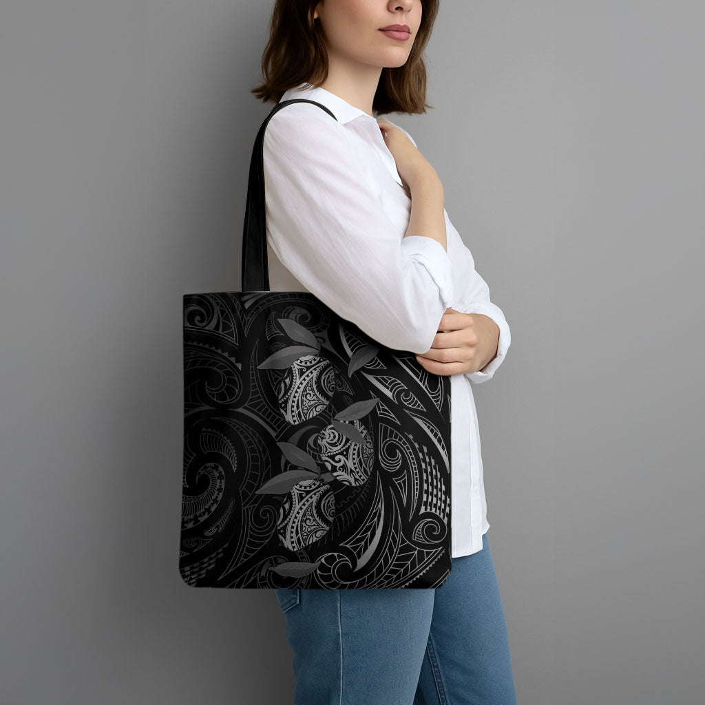 Hawaiian Mango Tribal Tattoo Tote Bag Black White Pacific Traditional Pattern LT9 - Polynesian Pride