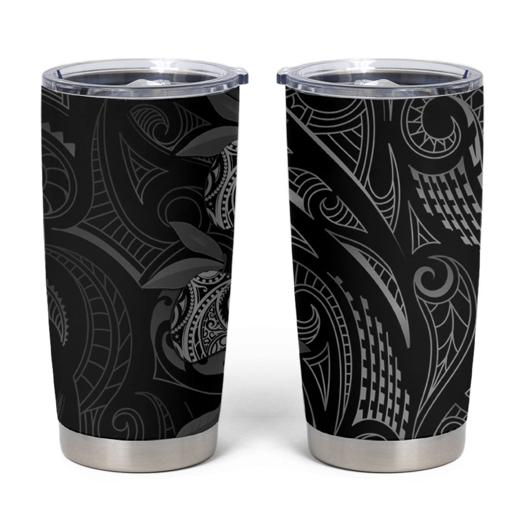 Hawaiian Mango Tribal Tattoo Tumbler Cup Black White Pacific Traditional Pattern LT9 Black - Polynesian Pride