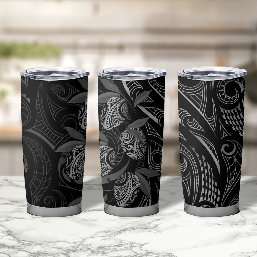 Hawaiian Mango Tribal Tattoo Tumbler Cup Black White Pacific Traditional Pattern LT9 - Polynesian Pride