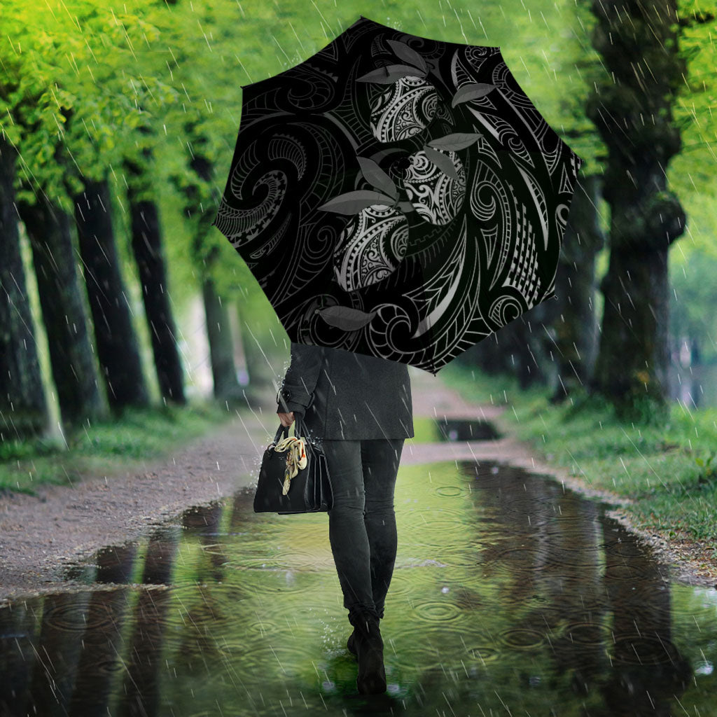 Hawaiian Mango Tribal Tattoo Umbrella Black White Pacific Traditional Pattern LT9 - Polynesian Pride