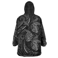Hawaiian Mango Tribal Tattoo Wearable Blanket Hoodie Black White Pacific Traditional Pattern LT9 - Polynesian Pride
