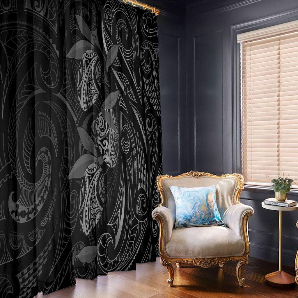 Hawaiian Mango Tribal Tattoo Window Curtain Black White Pacific Traditional Pattern LT9 - Polynesian Pride