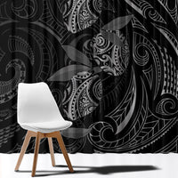 Hawaiian Mango Tribal Tattoo Window Curtain Black White Pacific Traditional Pattern LT9 - Polynesian Pride