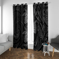 Hawaiian Mango Tribal Tattoo Window Curtain Black White Pacific Traditional Pattern LT9 With Grommets Black - Polynesian Pride