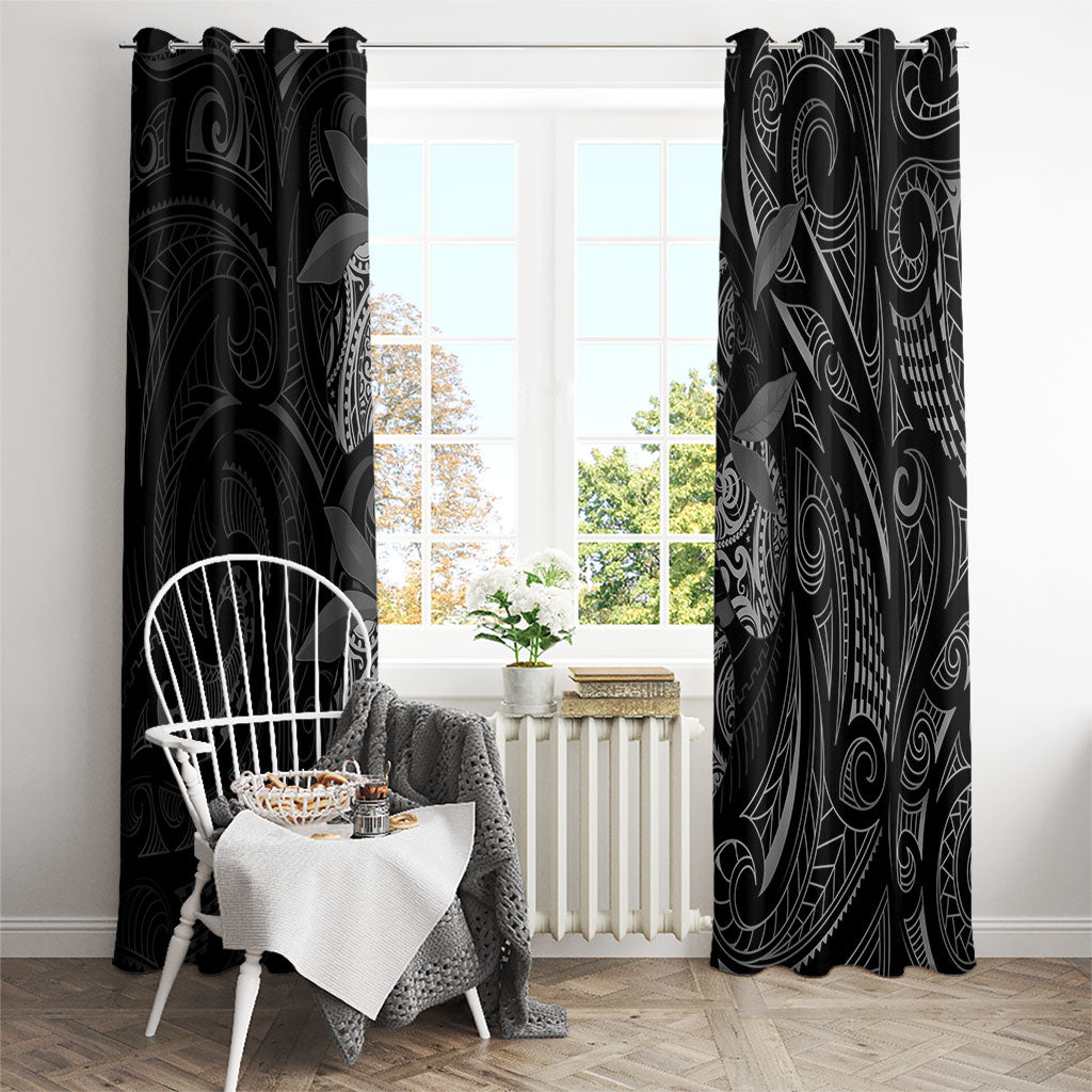 Hawaiian Mango Tribal Tattoo Window Curtain Black White Pacific Traditional Pattern LT9 - Polynesian Pride