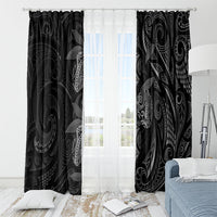 Hawaiian Mango Tribal Tattoo Window Curtain Black White Pacific Traditional Pattern LT9 - Polynesian Pride