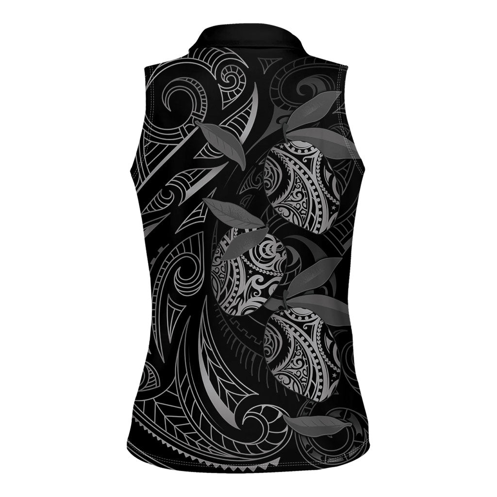 Hawaiian Mango Tribal Tattoo Women Sleeveless Polo Shirt Black White Pacific Traditional Pattern LT9 - Polynesian Pride