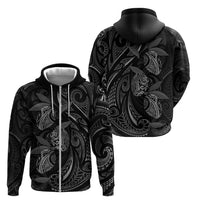 Hawaiian Mango Tribal Tattoo Zip Hoodie Black White Pacific Traditional Pattern LT9 - Polynesian Pride