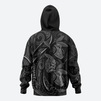 Hawaiian Mango Tribal Tattoo Zip Hoodie Black White Pacific Traditional Pattern LT9 - Polynesian Pride