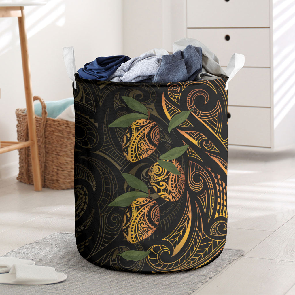 Hawaiian Mango Tribal Tattoo Laundry Basket Gold Pacific Traditional Pattern LT9 Gold - Polynesian Pride