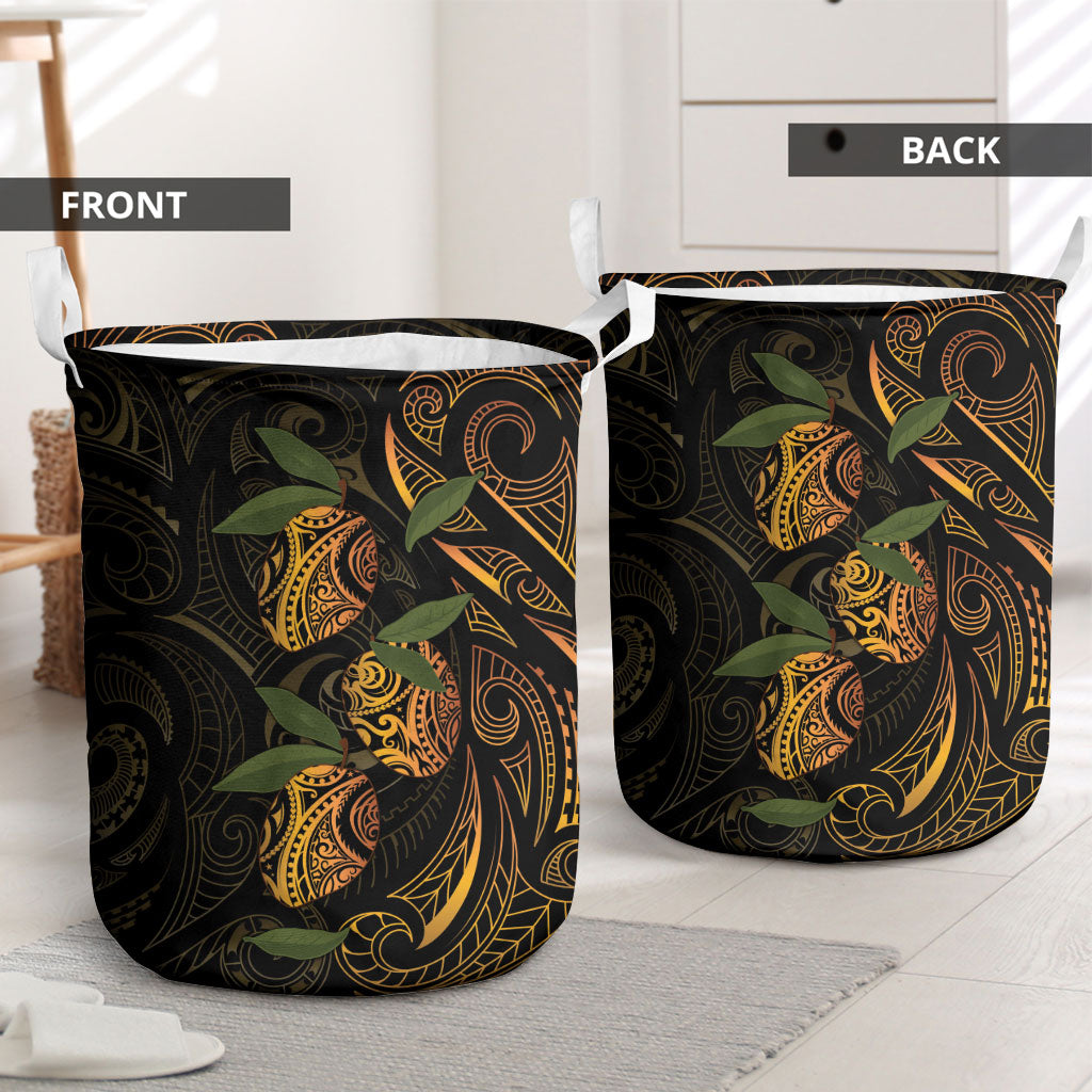 Hawaiian Mango Tribal Tattoo Laundry Basket Gold Pacific Traditional Pattern LT9 - Polynesian Pride