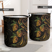 Hawaiian Mango Tribal Tattoo Laundry Basket Gold Pacific Traditional Pattern LT9 - Polynesian Pride