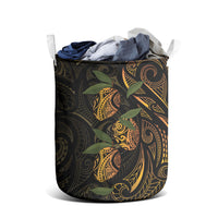 Hawaiian Mango Tribal Tattoo Laundry Basket Gold Pacific Traditional Pattern LT9 - Polynesian Pride