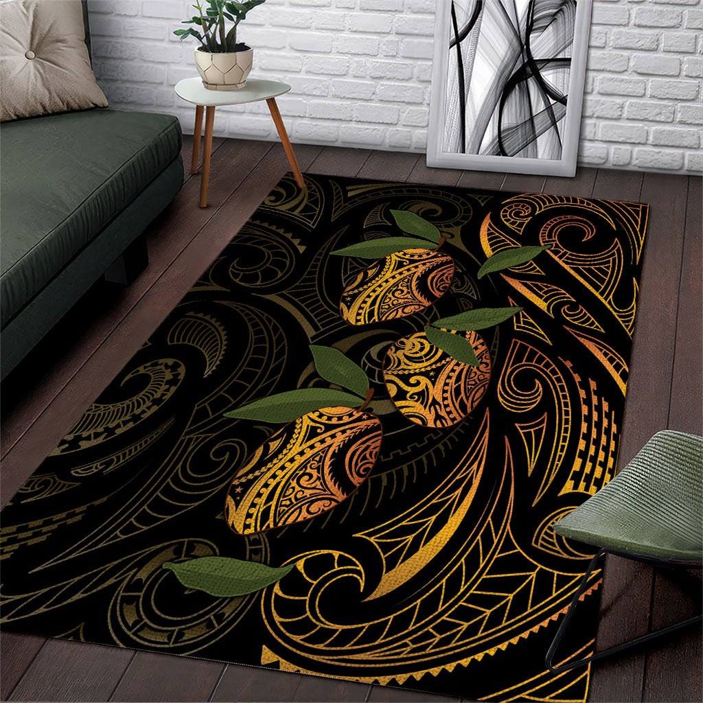 Hawaiian Mango Tribal Tattoo Area Rug Gold Pacific Traditional Pattern LT9 Gold - Polynesian Pride
