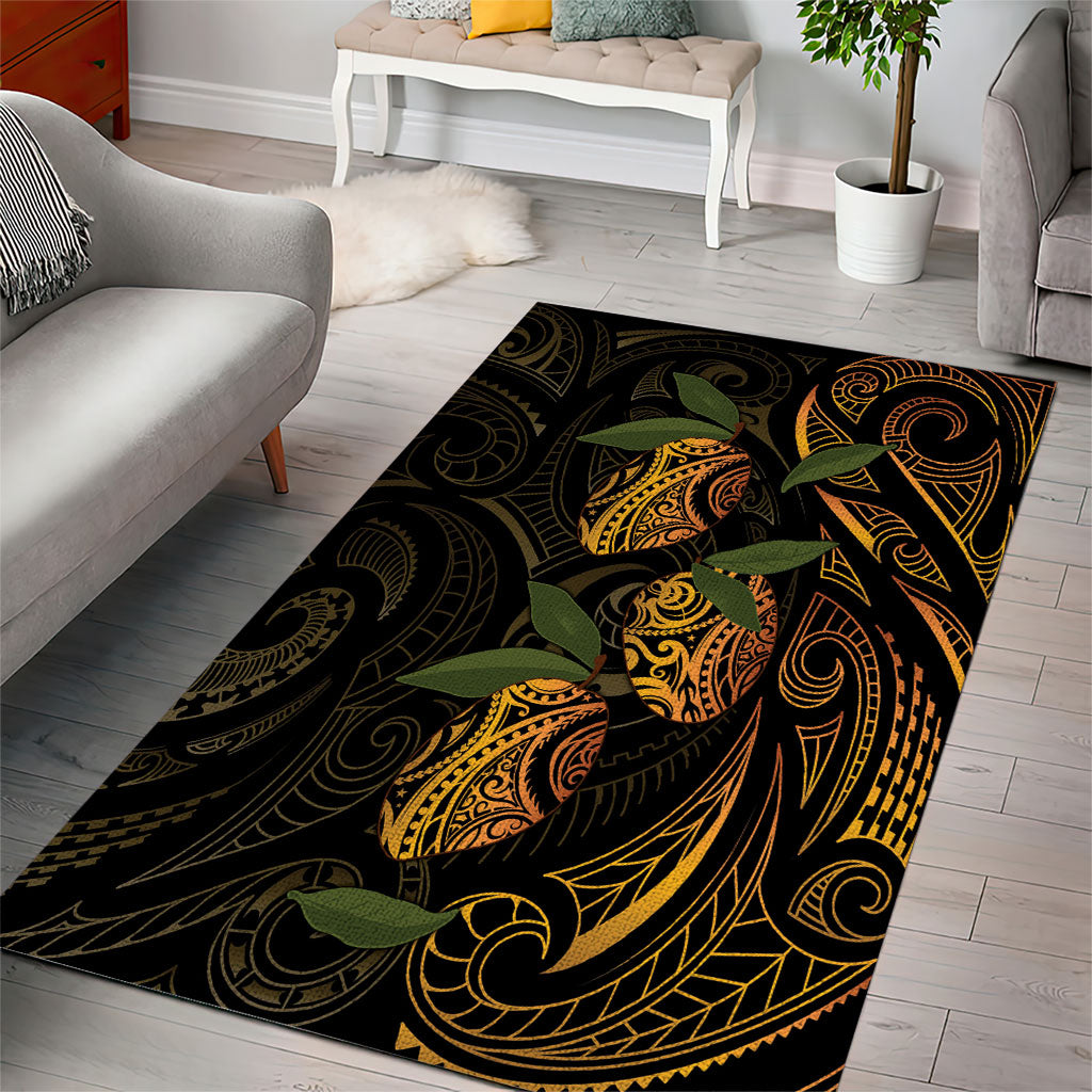 Hawaiian Mango Tribal Tattoo Area Rug Gold Pacific Traditional Pattern LT9 - Polynesian Pride