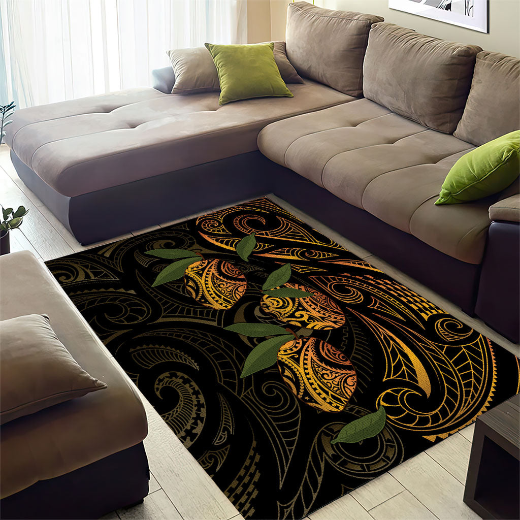 Hawaiian Mango Tribal Tattoo Area Rug Gold Pacific Traditional Pattern LT9 - Polynesian Pride