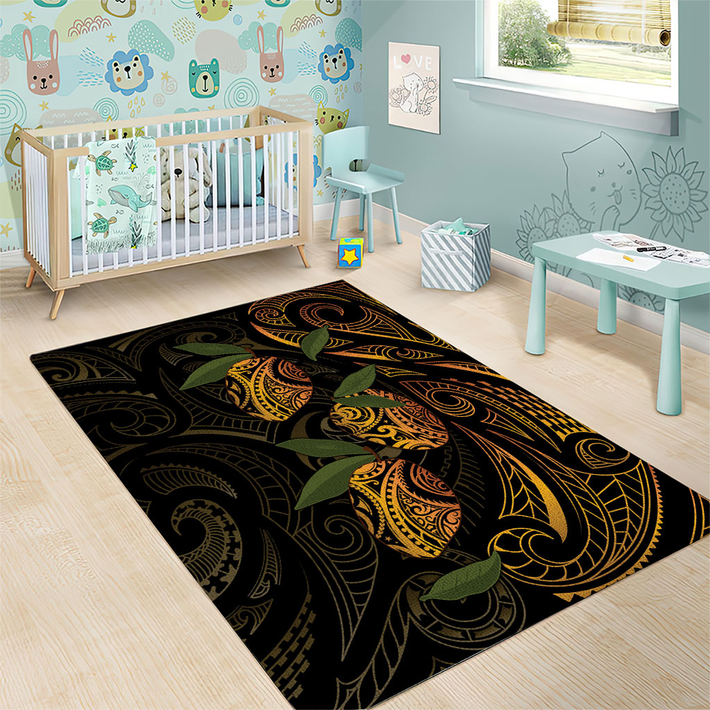 Hawaiian Mango Tribal Tattoo Area Rug Gold Pacific Traditional Pattern LT9 - Polynesian Pride