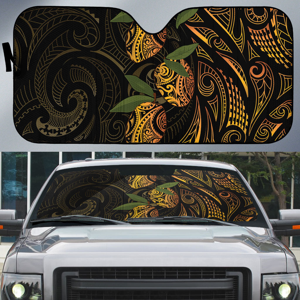 Hawaiian Mango Tribal Tattoo Auto Sun Shade Gold Pacific Traditional Pattern LT9 Gold - Polynesian Pride