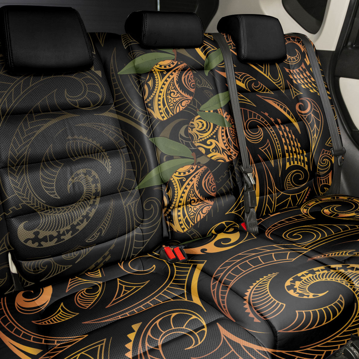 Hawaiian Mango Tribal Tattoo Back Car Seat Cover Gold Pacific Traditional Pattern LT9 - Polynesian Pride
