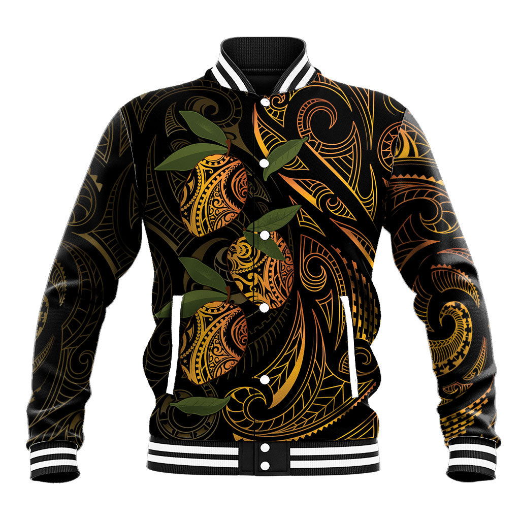 Hawaiian Mango Tribal Tattoo Baseball Jacket Gold Pacific Traditional Pattern LT9 Unisex Gold - Polynesian Pride