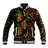 Hawaiian Mango Tribal Tattoo Baseball Jacket Gold Pacific Traditional Pattern LT9 Unisex Gold - Polynesian Pride