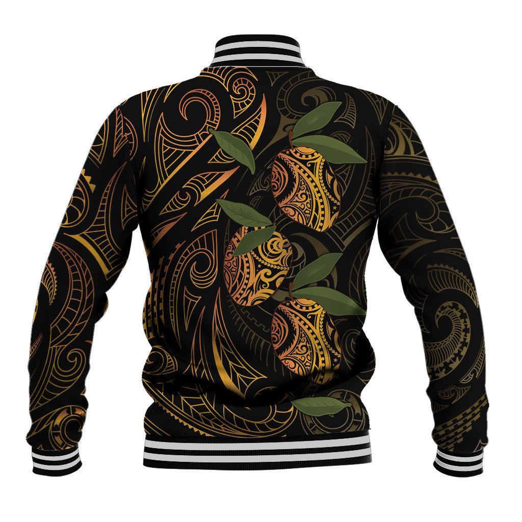 Hawaiian Mango Tribal Tattoo Baseball Jacket Gold Pacific Traditional Pattern LT9 - Polynesian Pride