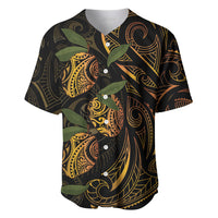 Hawaiian Mango Tribal Tattoo Baseball Jersey Gold Pacific Traditional Pattern LT9 Gold - Polynesian Pride
