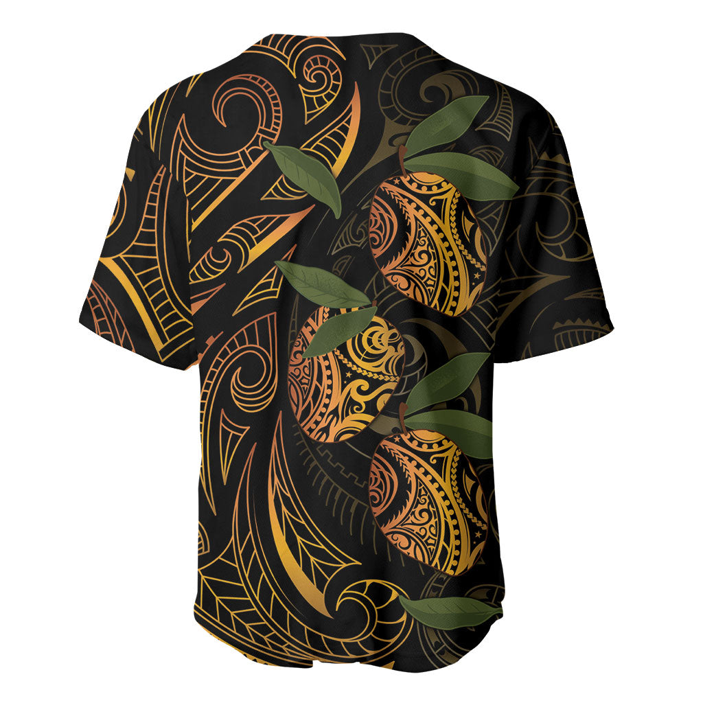 Hawaiian Mango Tribal Tattoo Baseball Jersey Gold Pacific Traditional Pattern LT9 - Polynesian Pride