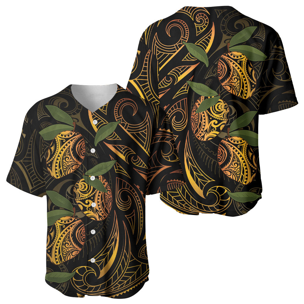 Hawaiian Mango Tribal Tattoo Baseball Jersey Gold Pacific Traditional Pattern LT9 - Polynesian Pride
