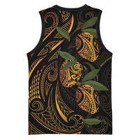 Hawaiian Mango Tribal Tattoo Basketball Jersey Gold Pacific Traditional Pattern LT9 - Polynesian Pride