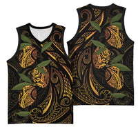Hawaiian Mango Tribal Tattoo Basketball Jersey Gold Pacific Traditional Pattern LT9 - Polynesian Pride