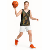 Hawaiian Mango Tribal Tattoo Basketball Jersey Gold Pacific Traditional Pattern LT9 - Polynesian Pride
