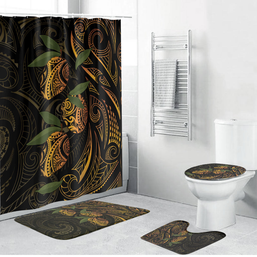 Hawaiian Mango Tribal Tattoo Bathroom Set Gold Pacific Traditional Pattern LT9 Bathroom Set (4 pcs) Gold - Polynesian Pride