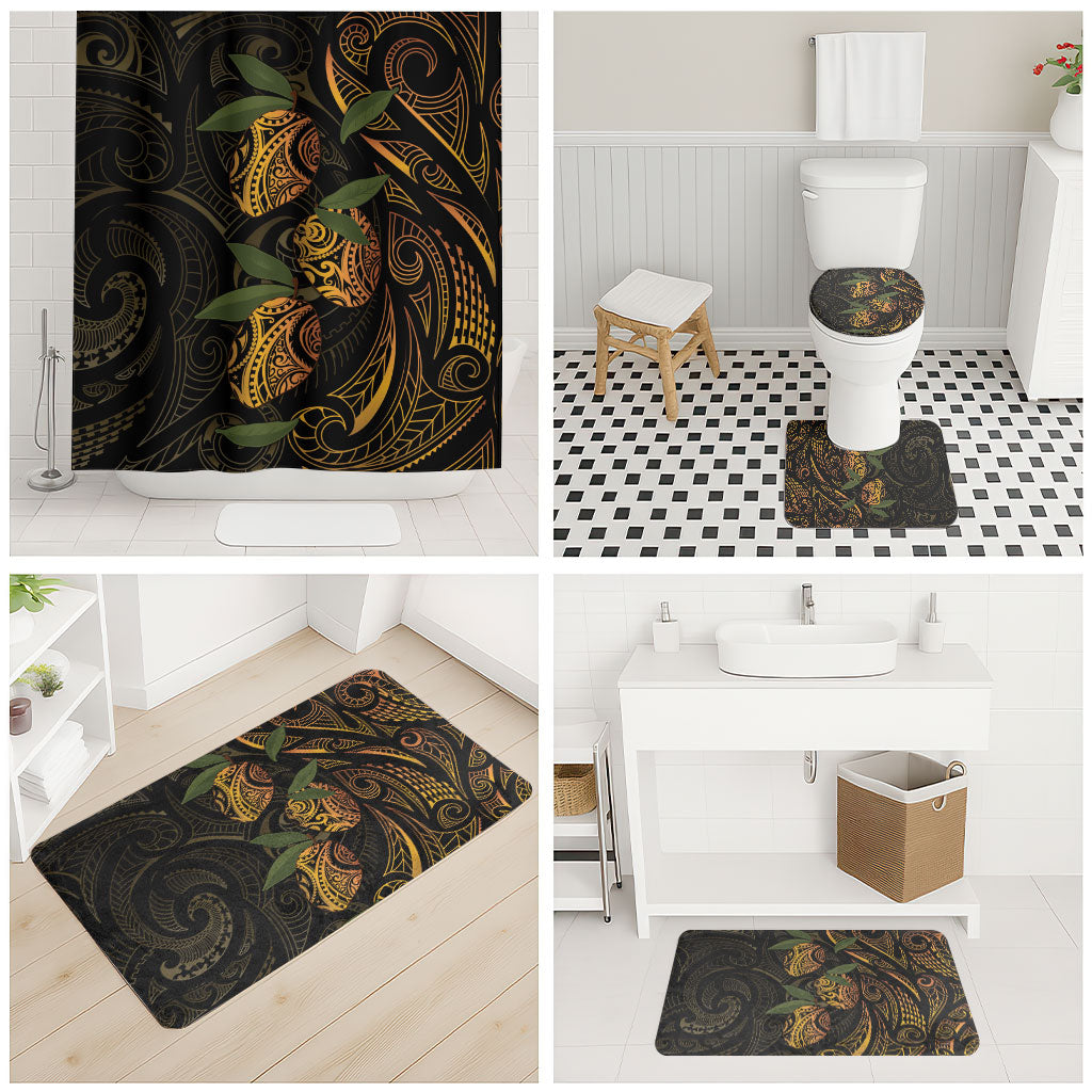 Hawaiian Mango Tribal Tattoo Bathroom Set Gold Pacific Traditional Pattern LT9 - Polynesian Pride