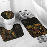 Hawaiian Mango Tribal Tattoo Bathroom Set Gold Pacific Traditional Pattern LT9 Mat Set Only (3 pcs) One Size Gold - Polynesian Pride