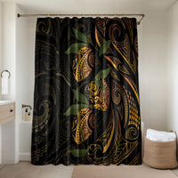Hawaiian Mango Tribal Tattoo Bathroom Set Gold Pacific Traditional Pattern LT9 Shower Curtain Only Gold - Polynesian Pride
