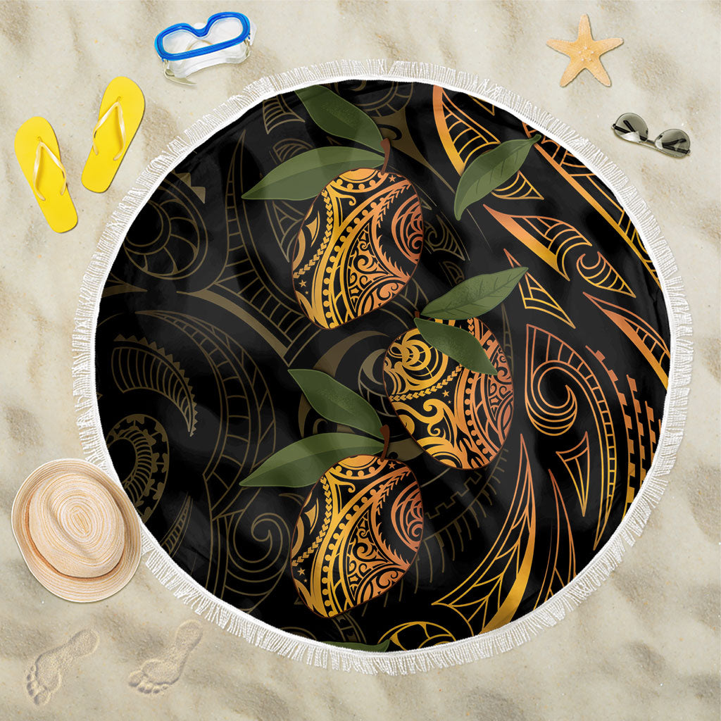 Hawaiian Mango Tribal Tattoo Beach Blanket Gold Pacific Traditional Pattern LT9 One Size 150cm Gold - Polynesian Pride