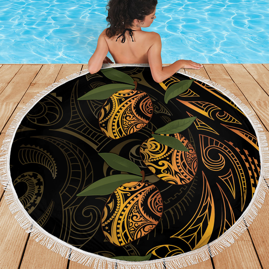 Hawaiian Mango Tribal Tattoo Beach Blanket Gold Pacific Traditional Pattern LT9 - Polynesian Pride