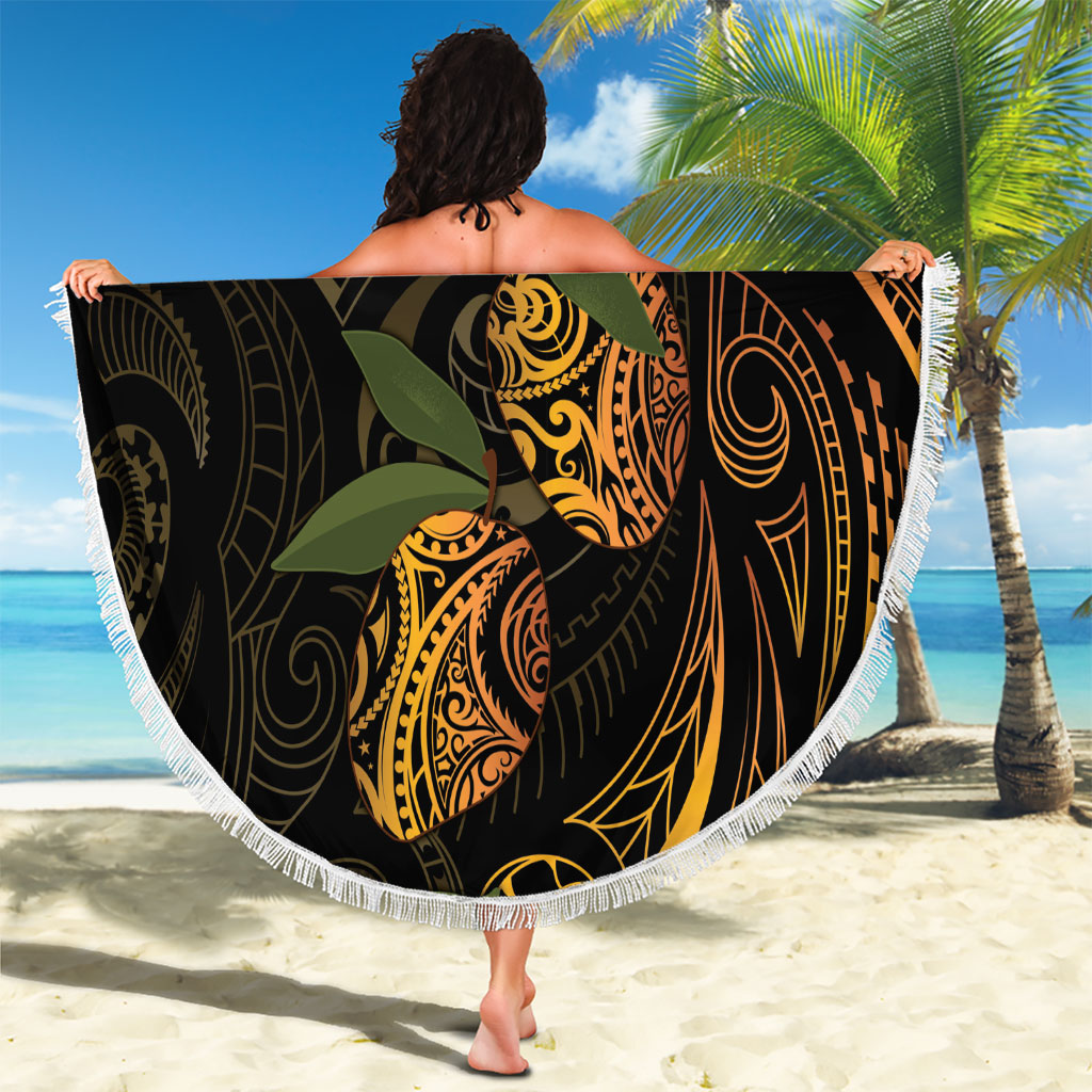 Hawaiian Mango Tribal Tattoo Beach Blanket Gold Pacific Traditional Pattern LT9 - Polynesian Pride