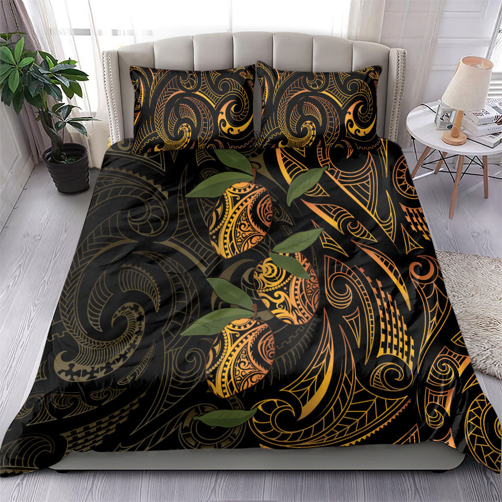 Hawaiian Mango Tribal Tattoo Bedding Set Gold Pacific Traditional Pattern LT9 - Polynesian Pride