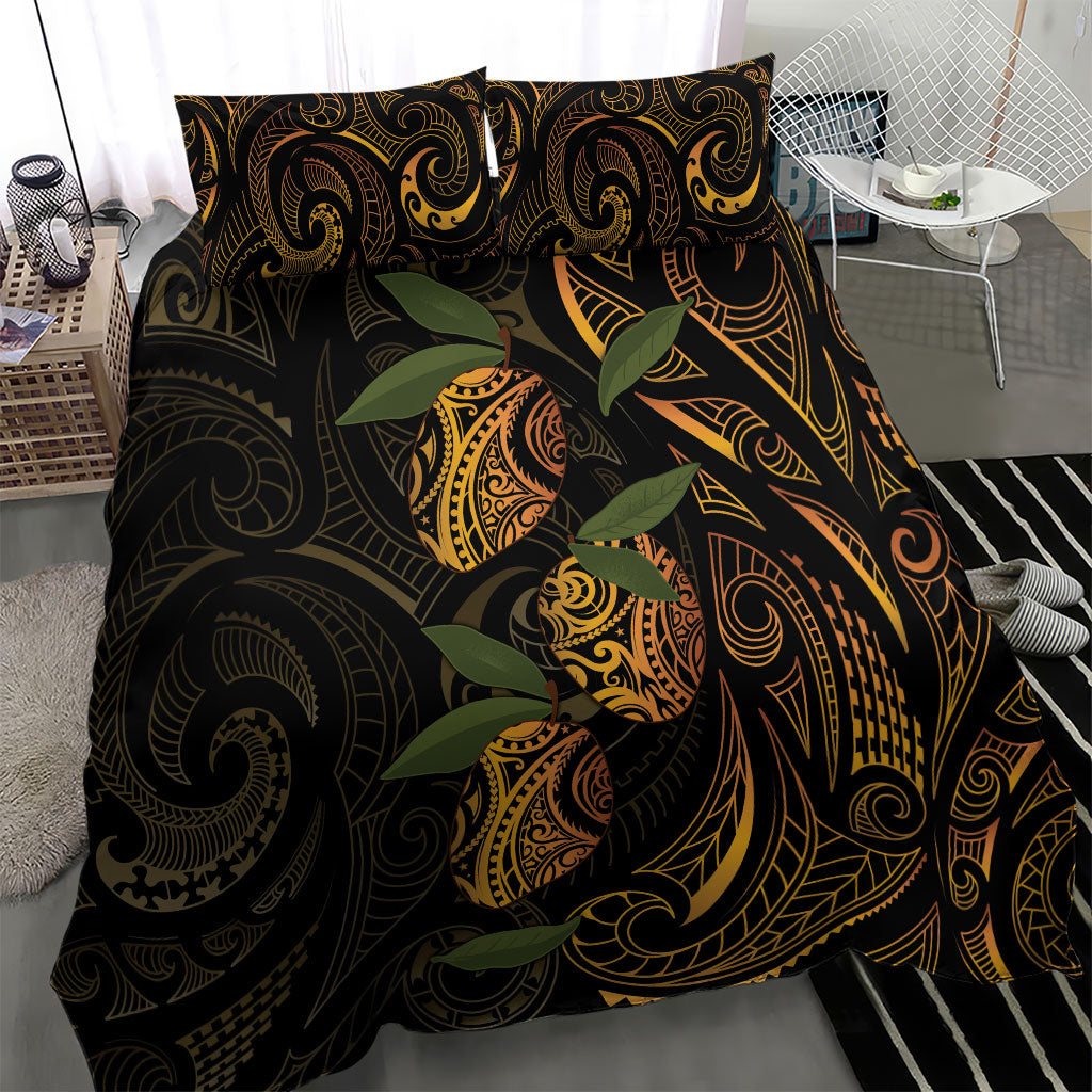 Hawaiian Mango Tribal Tattoo Bedding Set Gold Pacific Traditional Pattern LT9 - Polynesian Pride