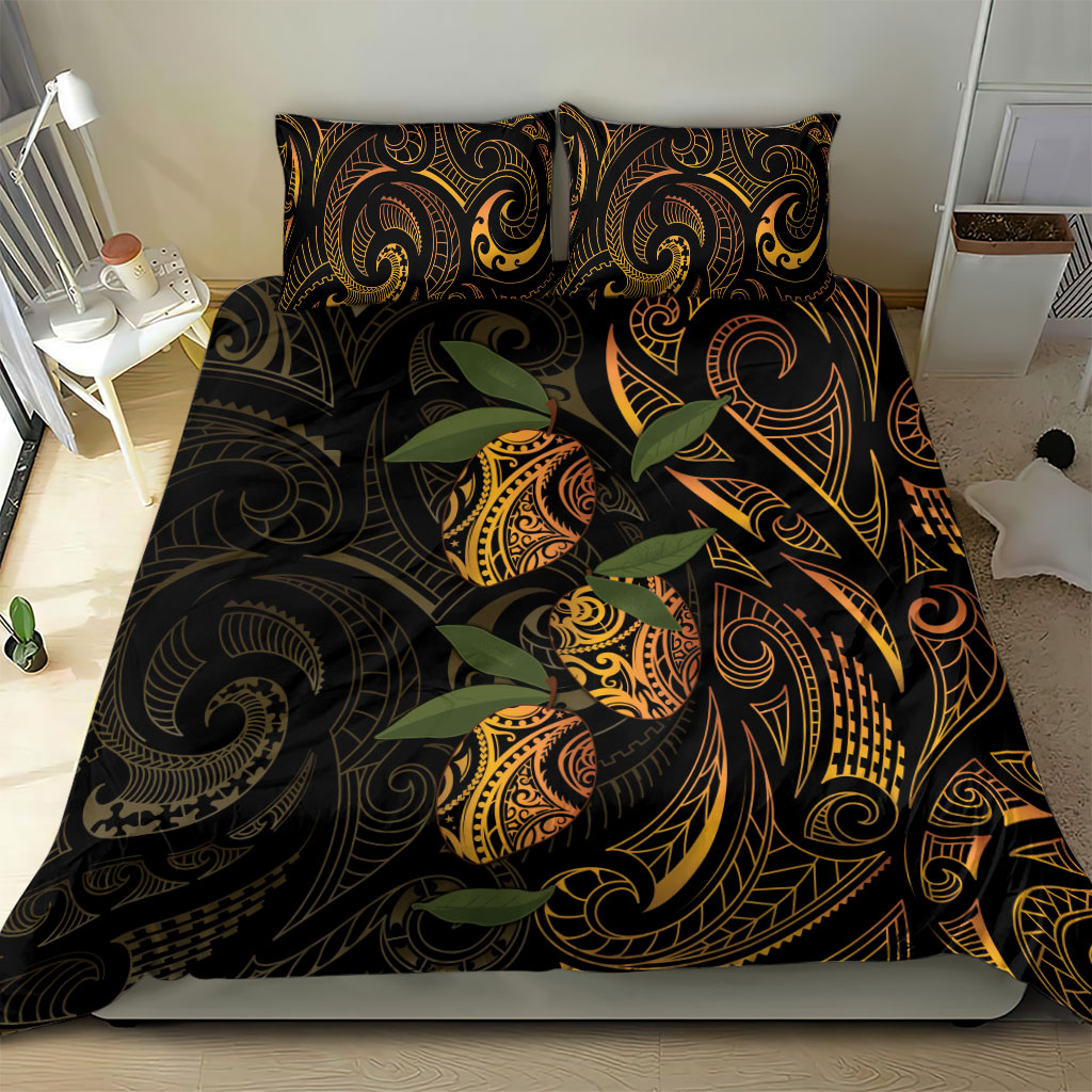 Hawaiian Mango Tribal Tattoo Bedding Set Gold Pacific Traditional Pattern LT9 - Polynesian Pride
