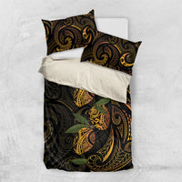 Hawaiian Mango Tribal Tattoo Bedding Set Gold Pacific Traditional Pattern LT9 US Twin 172cm x 218cm Gold - Polynesian Pride