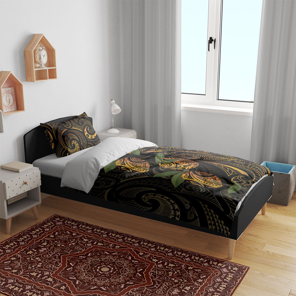 Hawaiian Mango Tribal Tattoo Bedding Set Gold Pacific Traditional Pattern LT9 - Polynesian Pride