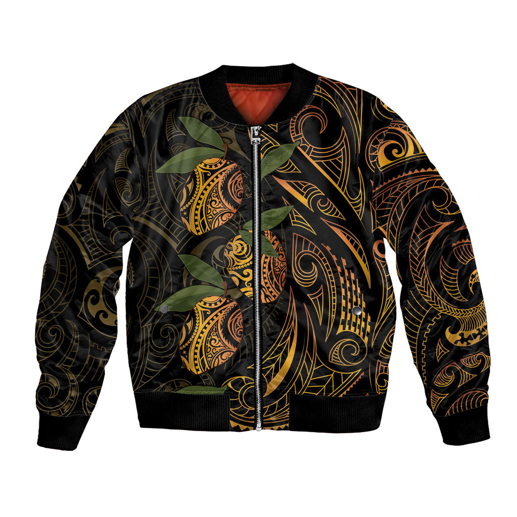 Hawaiian Mango Tribal Tattoo Bomber Jacket Gold Pacific Traditional Pattern LT9 Unisex Gold - Polynesian Pride