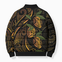 Hawaiian Mango Tribal Tattoo Bomber Puffer Jacket Gold Pacific Traditional Pattern LT9 - Polynesian Pride