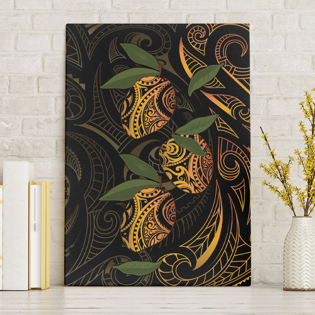 Hawaiian Mango Tribal Tattoo Canvas Wall Art Gold Pacific Traditional Pattern LT9 Without Frame Gold - Polynesian Pride