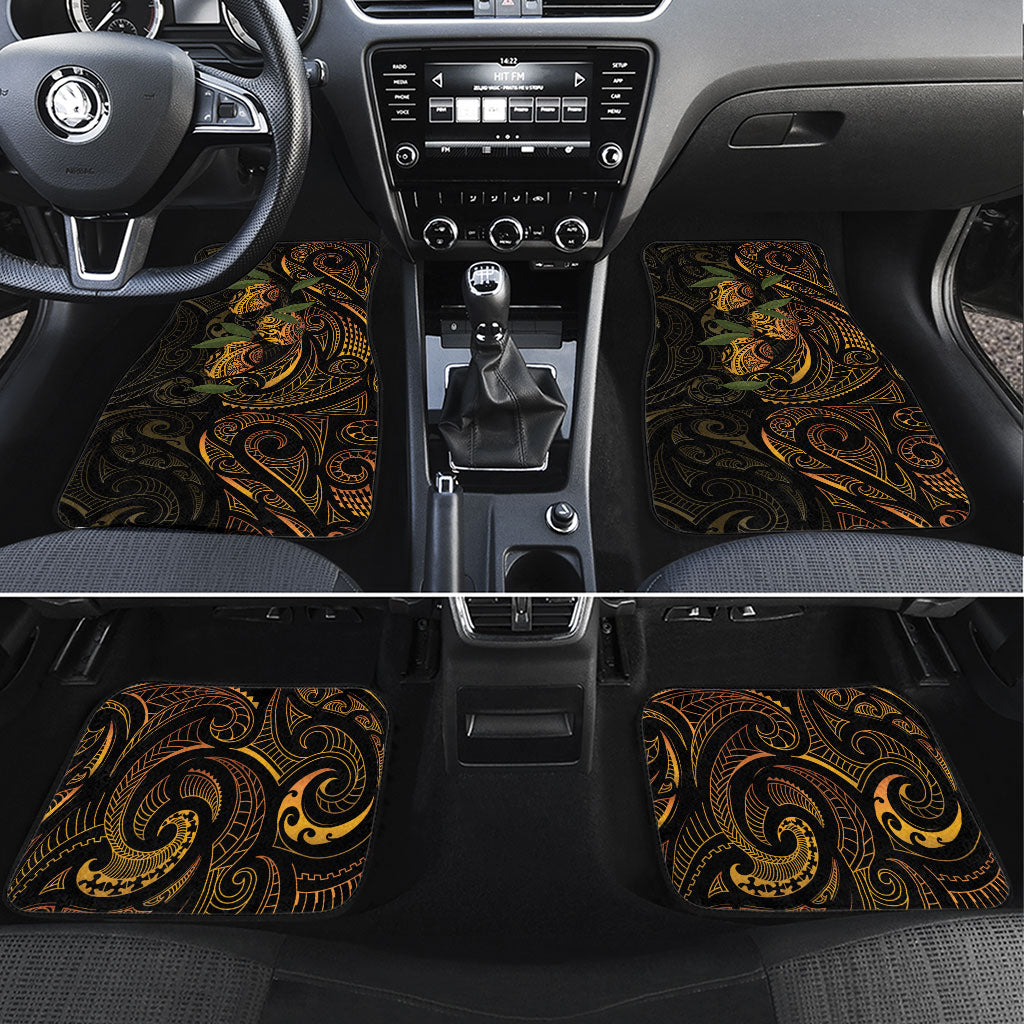 Hawaiian Mango Tribal Tattoo Car Mats Gold Pacific Traditional Pattern LT9 Set 4pcs Gold - Polynesian Pride