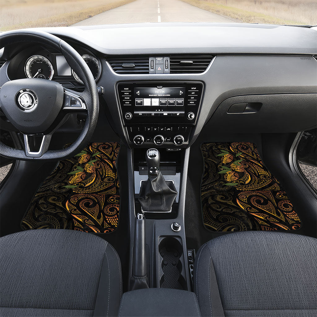 Hawaiian Mango Tribal Tattoo Car Mats Gold Pacific Traditional Pattern LT9 Set 2pcs - Front Gold - Polynesian Pride